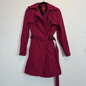 NARCISO RODRIGUEZ Design Nation Magenta Purple Pink Belted Trench Coat M 8/10